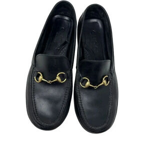 GUCCI black Leather Horsebit loafers